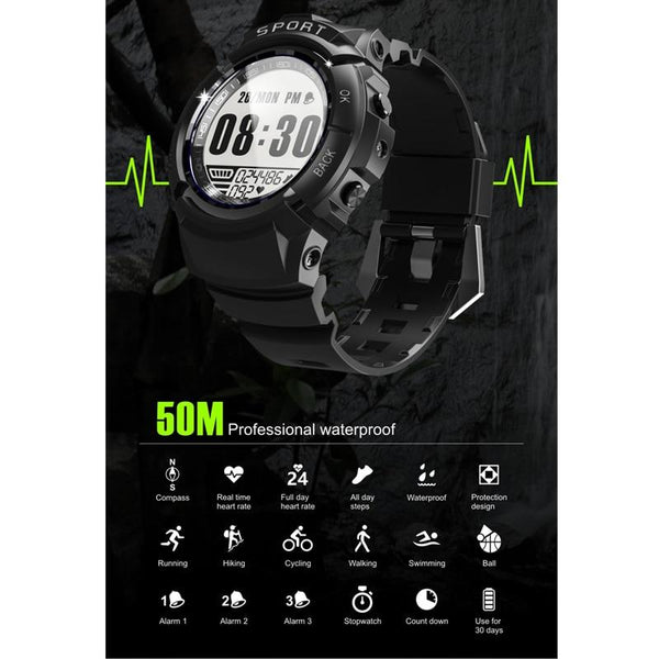 New Sport Smart Watch IP68 Waterproof Fitness Tracker Dynamic Heart Rate Compass Stopwatch Alarm Clock Smartwatch
