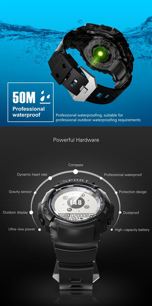 New Sport Smart Watch IP68 Waterproof Fitness Tracker Dynamic Heart Rate Compass Stopwatch Alarm Clock Smartwatch