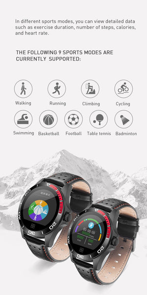 New Leather Band Smart Watch With Heart Rate Sleep Monitor Fitness Tracker Blood Pressure Smartwatch For iPhone Android