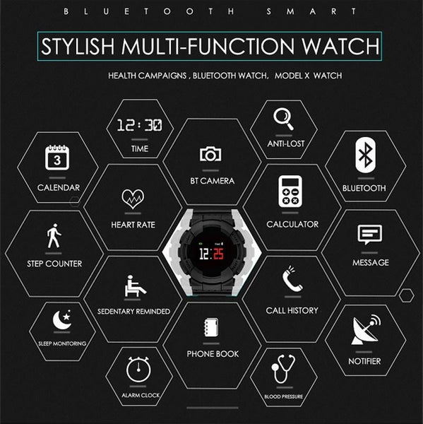 New Smart Watch IP68 Fitness Tracker Blood Pressure/Heart Rate Monitor Bluetooth Outdoor Waterproof Smartwatch