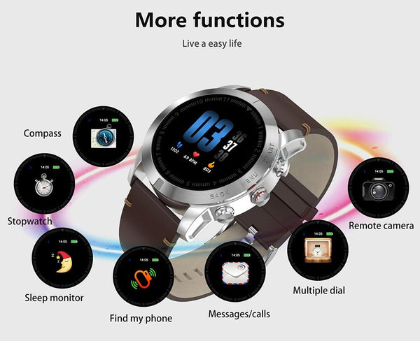 New Smart Watch 1.3'' IP68 Waterproof Bluetooth 4.2 Smartwatch Heart Rate Monitoring Compass Sport Watch For Android iOS