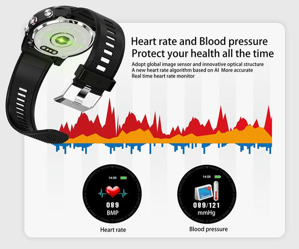 New Smart Watch 1.3'' IP68 Waterproof Bluetooth 4.2 Smartwatch Heart Rate Monitoring Compass Sport Watch For Android iOS