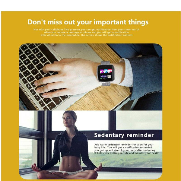 New Metallic Bluetooth Waterproof Wristband Sport Heart Rate Monitor Smartwatch For Android IOS
