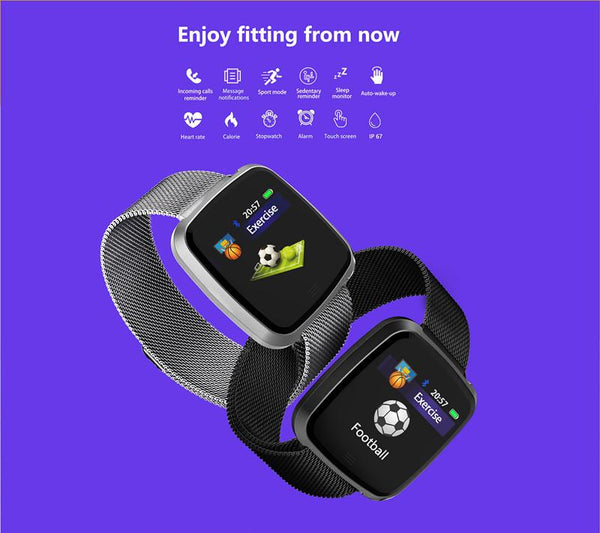 New Metallic Bluetooth Waterproof Wristband Sport Heart Rate Monitor Smartwatch For Android IOS