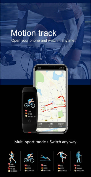 New Fitness Bracelet IP68 Waterproof Dynamic Heart Rate Blood Pressure Monitoring Tracker For iPhones Android