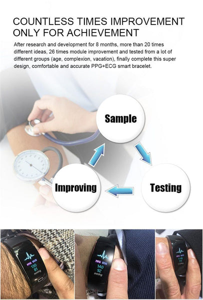 New Blood Pressure Smart Band Heart Rate Bracelet Fitness Tracker Watch Intelligent Wristband