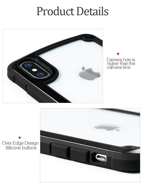 New Luxury Transparent Case Shockproof Armor Protective Case Cover For iPhone X XS Max XR 8 Plus