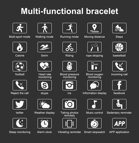 New IPS Large Screen Multi-Sport Fitness Smart Watch Activity Tracker Heart Rate Blood Pressure Wristband For iOS Android