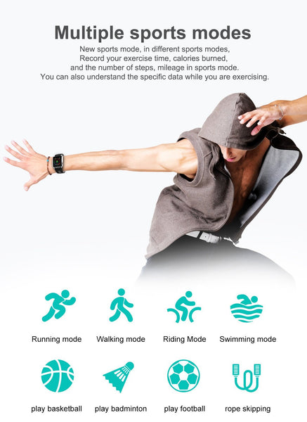 New IPS Large Screen Multi-Sport Fitness Smart Watch Activity Tracker Heart Rate Blood Pressure Wristband For iOS Android