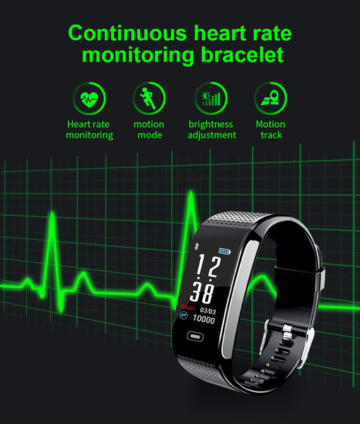 New Heart Rate Monitor IP67 Wrist Watch Fitness Bracelet Tracker Pedometer Smartwatch For iPhone Androids
