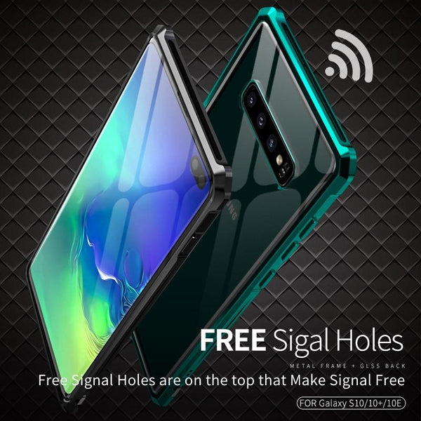 New Luxury Metal Armor Cover Case Frame Shell Bumper Back Clear Glass For Samsung S10 Note 10 Plus