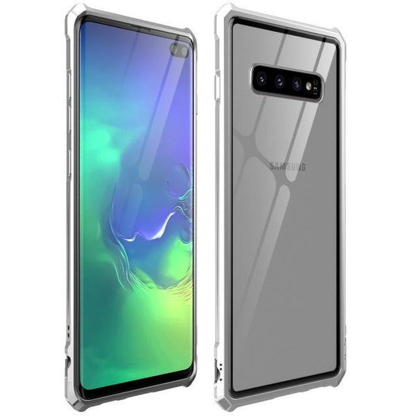 New Luxury Metal Armor Cover Case Frame Shell Bumper Back Clear Glass For Samsung S10 Note 10 Plus