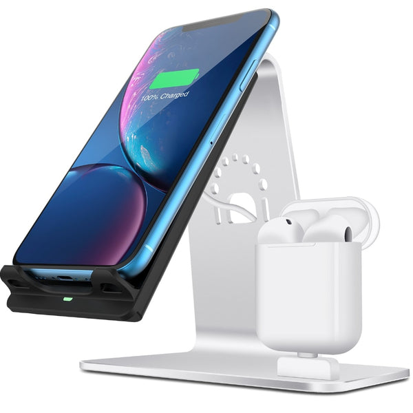 New 2-In-1 Airpods Stand Wireless Charging Desktop Tablet Dock For iPhones