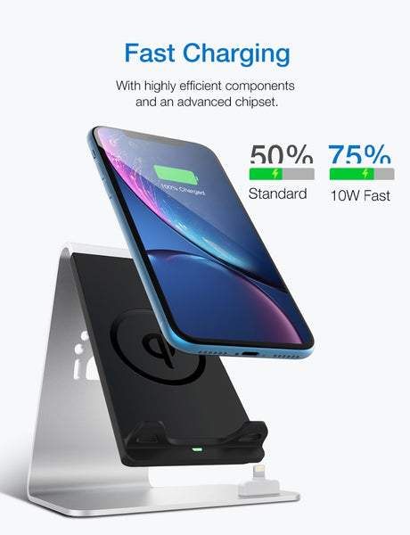 New 2-In-1 Airpods Stand Wireless Charging Desktop Tablet Dock For iPhones