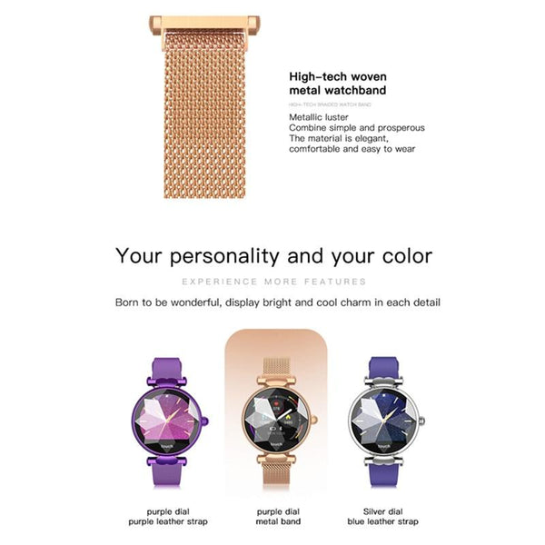 New Luxury Lady's Bluetooth Smart Watch Bracelet Waterproof Fitness Heart Rate Blood Pressure Tracker For iPhone Androids