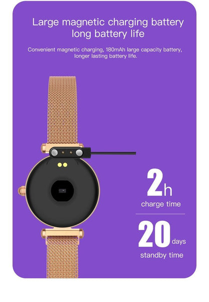 New Luxury Lady's Bluetooth Smart Watch Bracelet Waterproof Fitness Heart Rate Blood Pressure Tracker For iPhone Androids