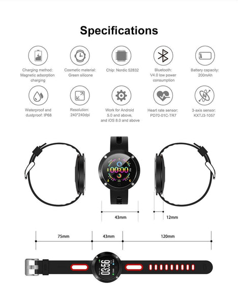 New Smart Watch 50 Meters Waterproof Heart Rate Monitor Fitness Tracker Heart Rate Monitor For iOS Android