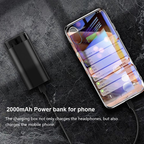 New Bluetooth 5.0 TWS Earbuds In-Ear True Stereo Sound With Charging Box 2000mAh Power Bank