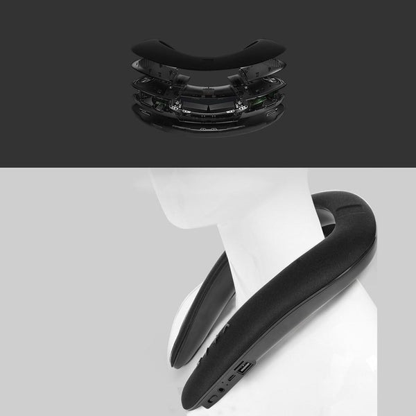 New 5D Stereo Wireless Bluetooth Wearable Sport Neck Ring Microphone Speaker For iOS Android Windows