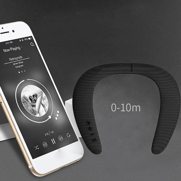 New 5D Stereo Wireless Bluetooth Wearable Sport Neck Ring Microphone Speaker For iOS Android Windows