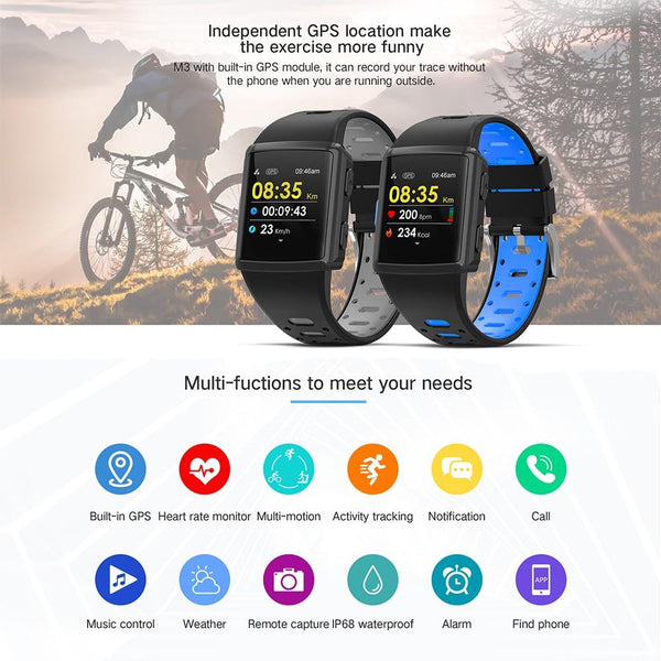New Sport Smart Watch GPS IP68 Waterproof Heart Rate Monitoring Full Touch Screen Smartwatch For iPhone Android