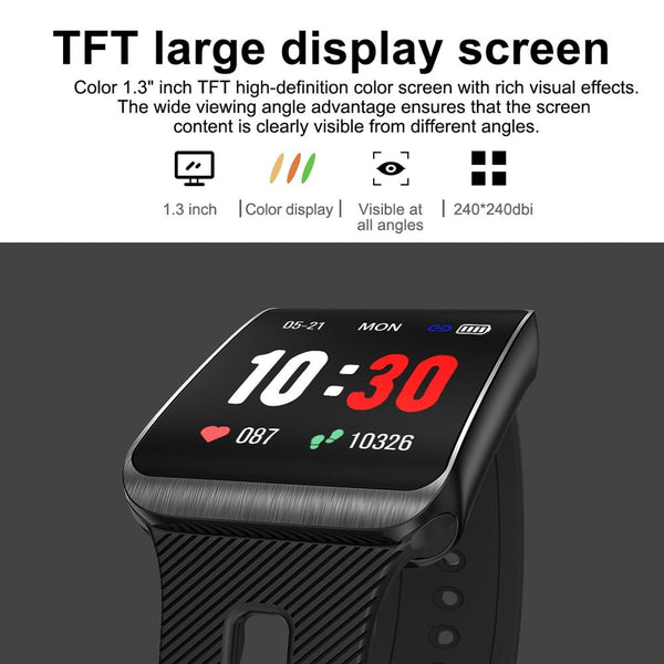 New IP67 Heart Rate Blood Pressure Monitoring Touch Screen Smart Bracelet Fitness Tracker Smartwatch For iPhone Android