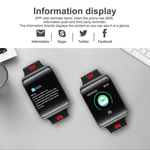 New IP67 Heart Rate Blood Pressure Monitoring Touch Screen Smart Bracelet Fitness Tracker Smartwatch For iPhone Android