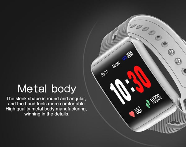 New IP67 Heart Rate Blood Pressure Monitoring Touch Screen Smart Bracelet Fitness Tracker Smartwatch For iPhone Android