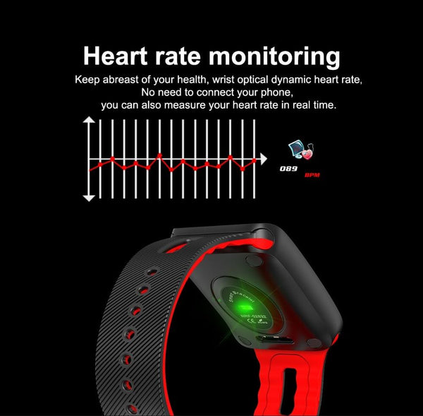 New IP67 Heart Rate Blood Pressure Monitoring Touch Screen Smart Bracelet Fitness Tracker Smartwatch For iPhone Android