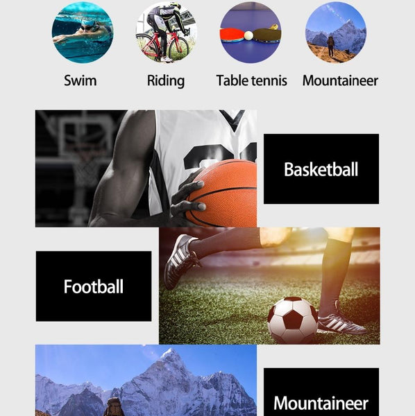 New IP67 Heart Rate Blood Pressure Monitoring Touch Screen Smart Bracelet Fitness Tracker Smartwatch For iPhone Android