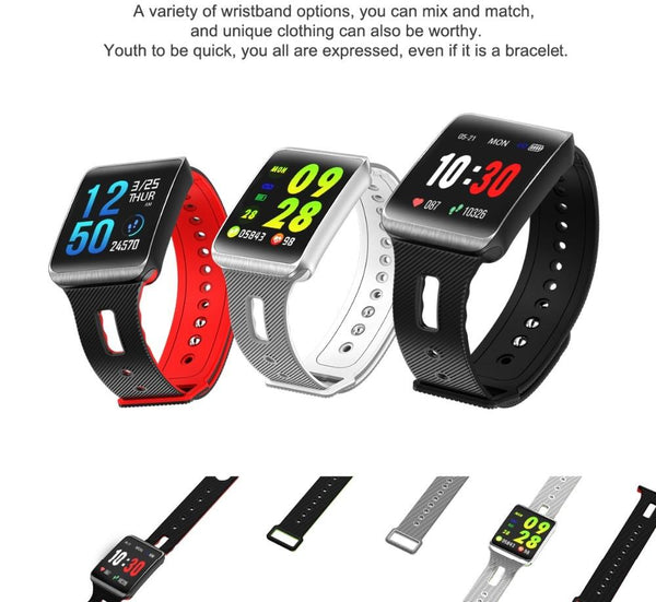 New IP67 Heart Rate Blood Pressure Monitoring Touch Screen Smart Bracelet Fitness Tracker Smartwatch For iPhone Android