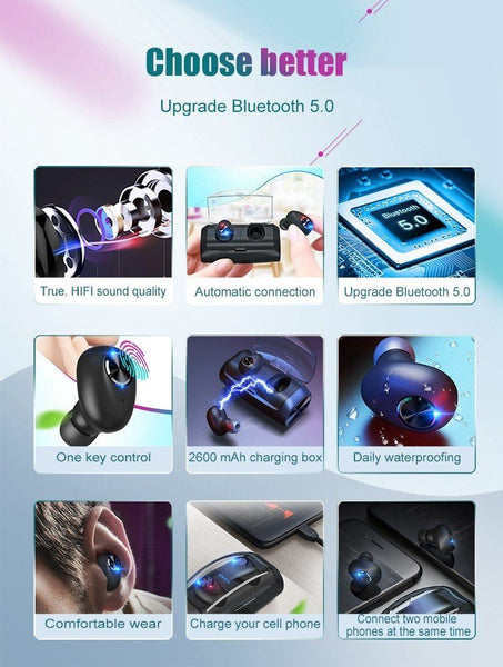 New Wireless Bluetooth Noise Cancelling Earbuds TWS Stereo Earphones With Mic Charging Box