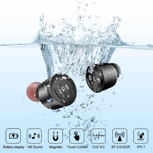 New TWS Wireless Bluetooth 5.0 Earphone IPX7 Waterproof Headset Stereo Earbuds Microphone With Charging Case