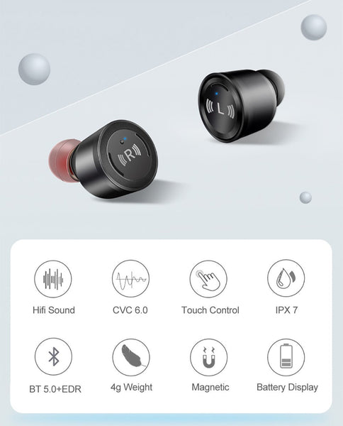 New TWS Wireless Bluetooth 5.0 Earphone IPX7 Waterproof Headset Stereo Earbuds Microphone With Charging Case