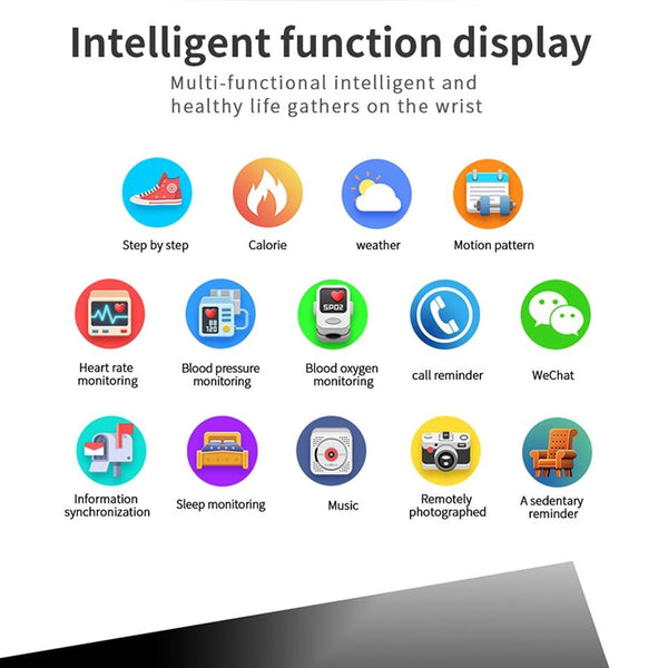 New Smart Bracelet IP68 Waterproof  Blood Pressure Blood Oxygen Monitor Fitness Smartwatch For iPhones Android