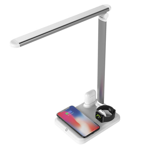 New 4-In-1 LED Table Desk Lamp Wireless Charger For Compatible iPhones Airpods Apple Watch