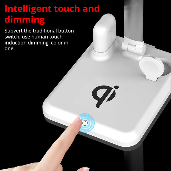 New 4-In-1 LED Table Desk Lamp Wireless Charger For Compatible iPhones Airpods Apple Watch