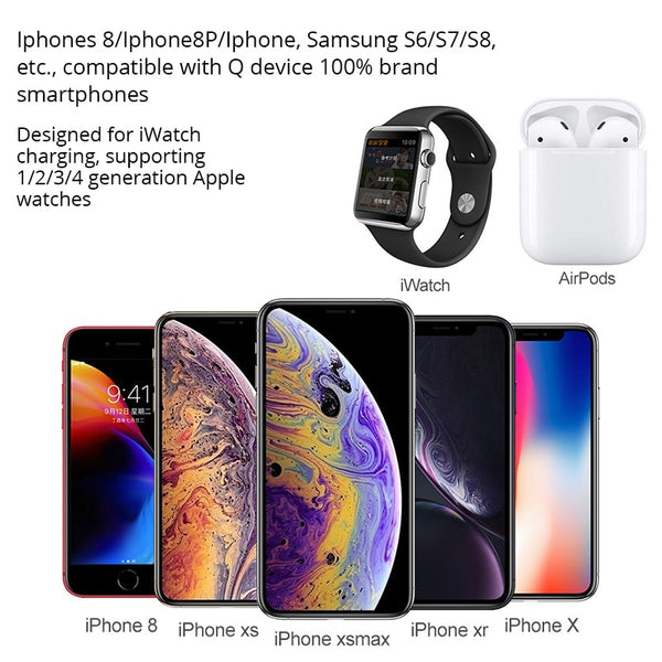New 4-In-1 LED Table Desk Lamp Wireless Charger For Compatible iPhones Airpods Apple Watch