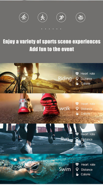New Smart Watch Color Screen Heart Rate Fitness Bracelet Sleep Blood Pressure Monitor Fitness Tracker
