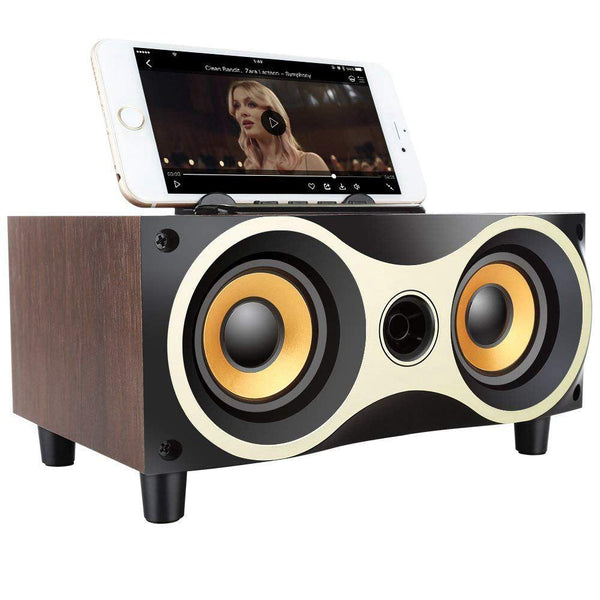 New Retro Desktop Portable Wooden Wireless Subwoofer Stero Bluetooth Speaker With FM Radio Holder For iOS Android