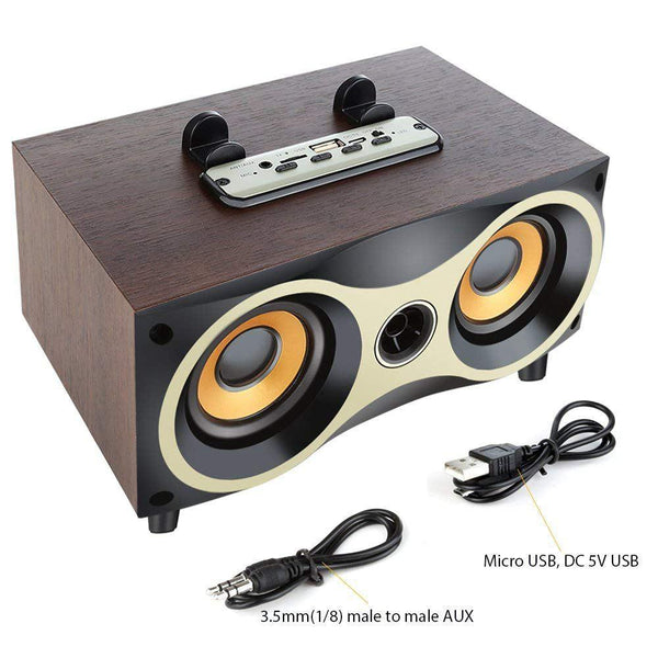 New Retro Desktop Portable Wooden Wireless Subwoofer Stero Bluetooth Speaker With FM Radio Holder For iOS Android