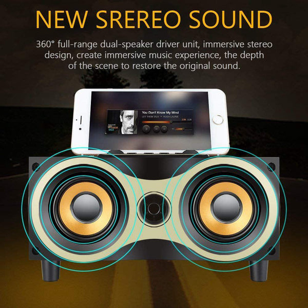New Retro Desktop Portable Wooden Wireless Subwoofer Stero Bluetooth Speaker With FM Radio Holder For iOS Android