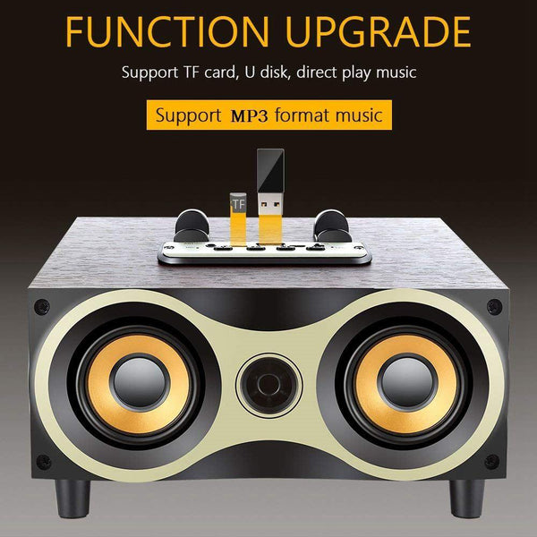 New Retro Desktop Portable Wooden Wireless Subwoofer Stero Bluetooth Speaker With FM Radio Holder For iOS Android
