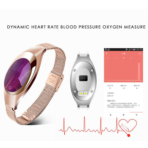 New Ladies Heart Rate Monitor Pedometer Fitness Tracker Smart Watch For Android IOS