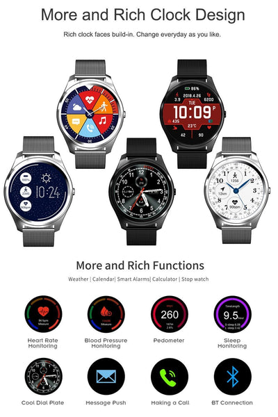 New Metallic Sport Smart Watch Men Heart Rate Blood Pressure Monitor Smartwatch for Android IOS