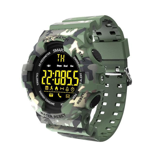 New Rugged Outdoor Camouflage Bluetooth IP67 Waterproof Smartwatch With Fitness Motion Tracking For iOS Android