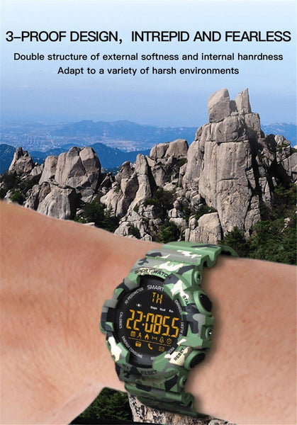 New Rugged Outdoor Camouflage Bluetooth IP67 Waterproof Smartwatch With Fitness Motion Tracking For iOS Android