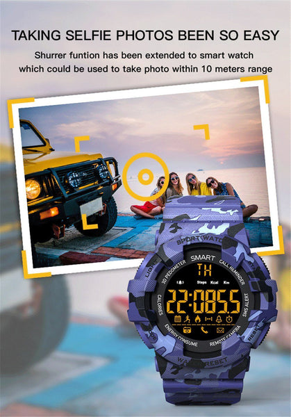 New Rugged Outdoor Camouflage Bluetooth IP67 Waterproof Smartwatch With Fitness Motion Tracking For iOS Android