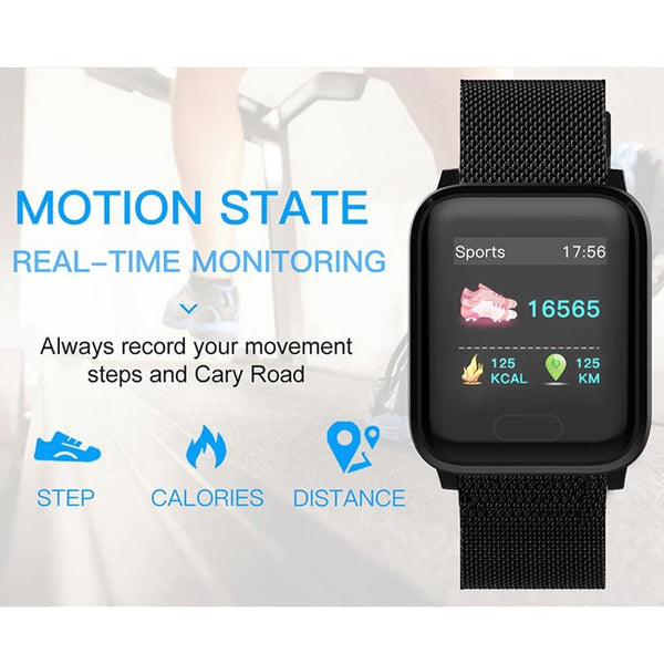New IP67 Waterproof Smart Watch Heart Rate Blood Pressure Oxygen Sleep Smart Bracelet Fitness Tracker For iOS Android