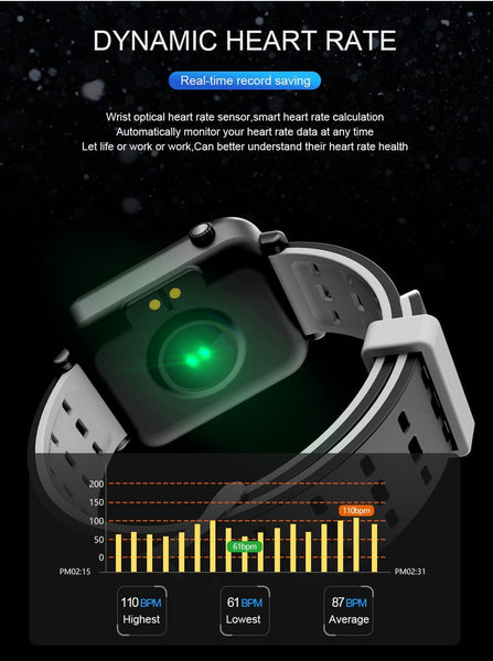 New Compact Heart Rate Monitor Smart Watch Waterproof Bluetooth Touch Screen Smart Watch For Android iOS